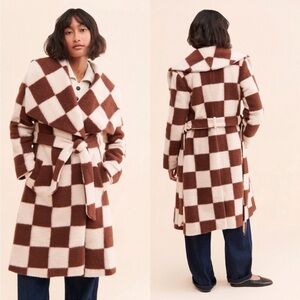 Hutch Juni Checkered Belted Teddy Coat
